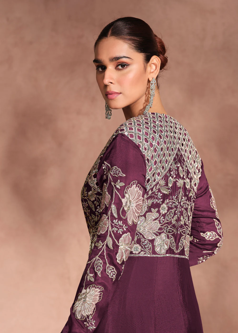 Wine Shrug Style Designer Lehenga Choli - Image 3