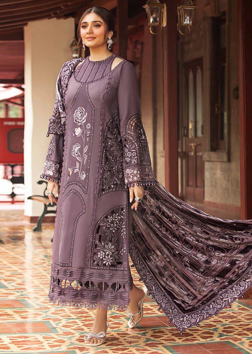 Winter Luxe 2024 by Maria B | DL-1202 Lilac - Image 6