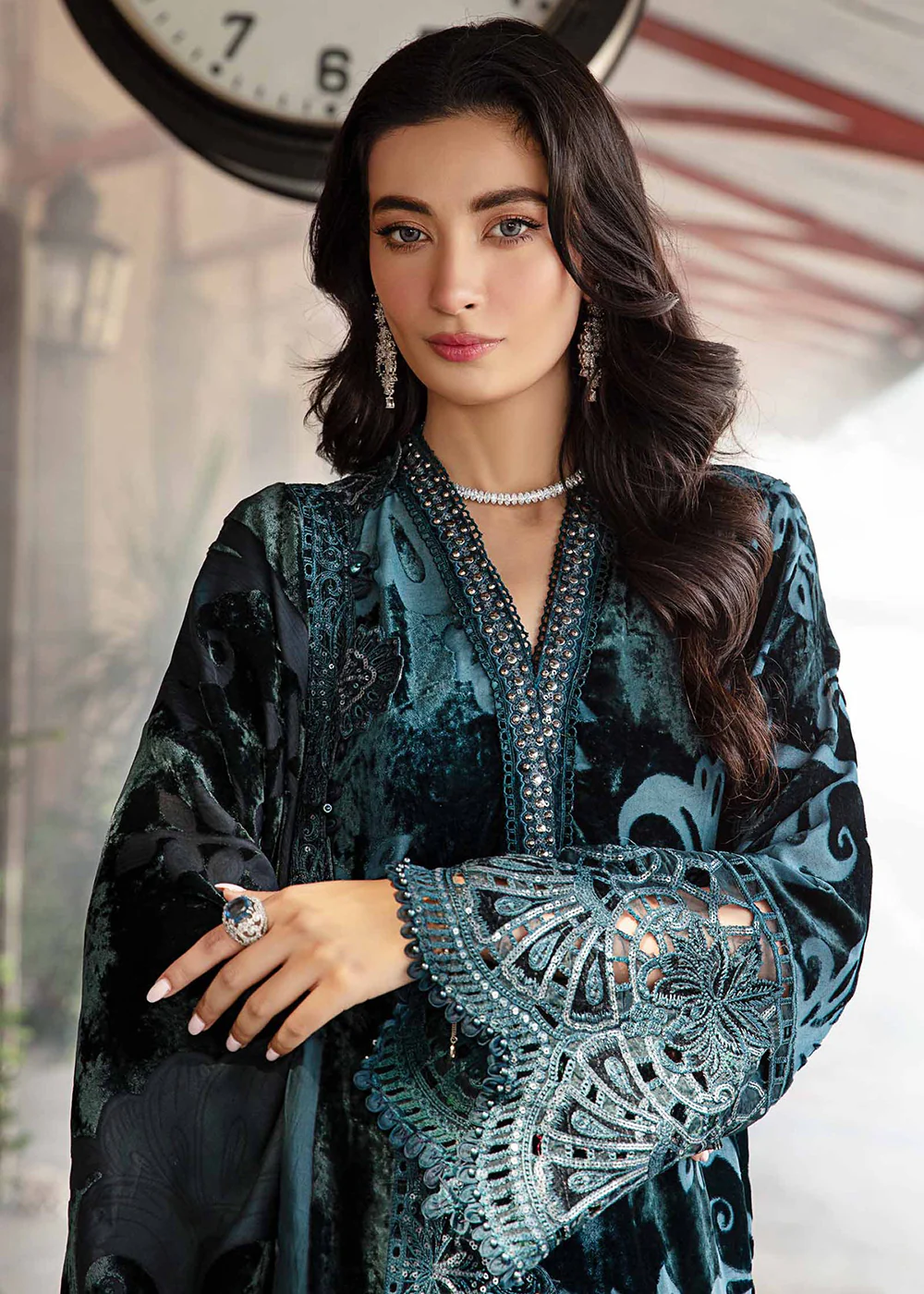 Winter Luxe 2024 by Maria B | DL-1203 Teal - Image 2