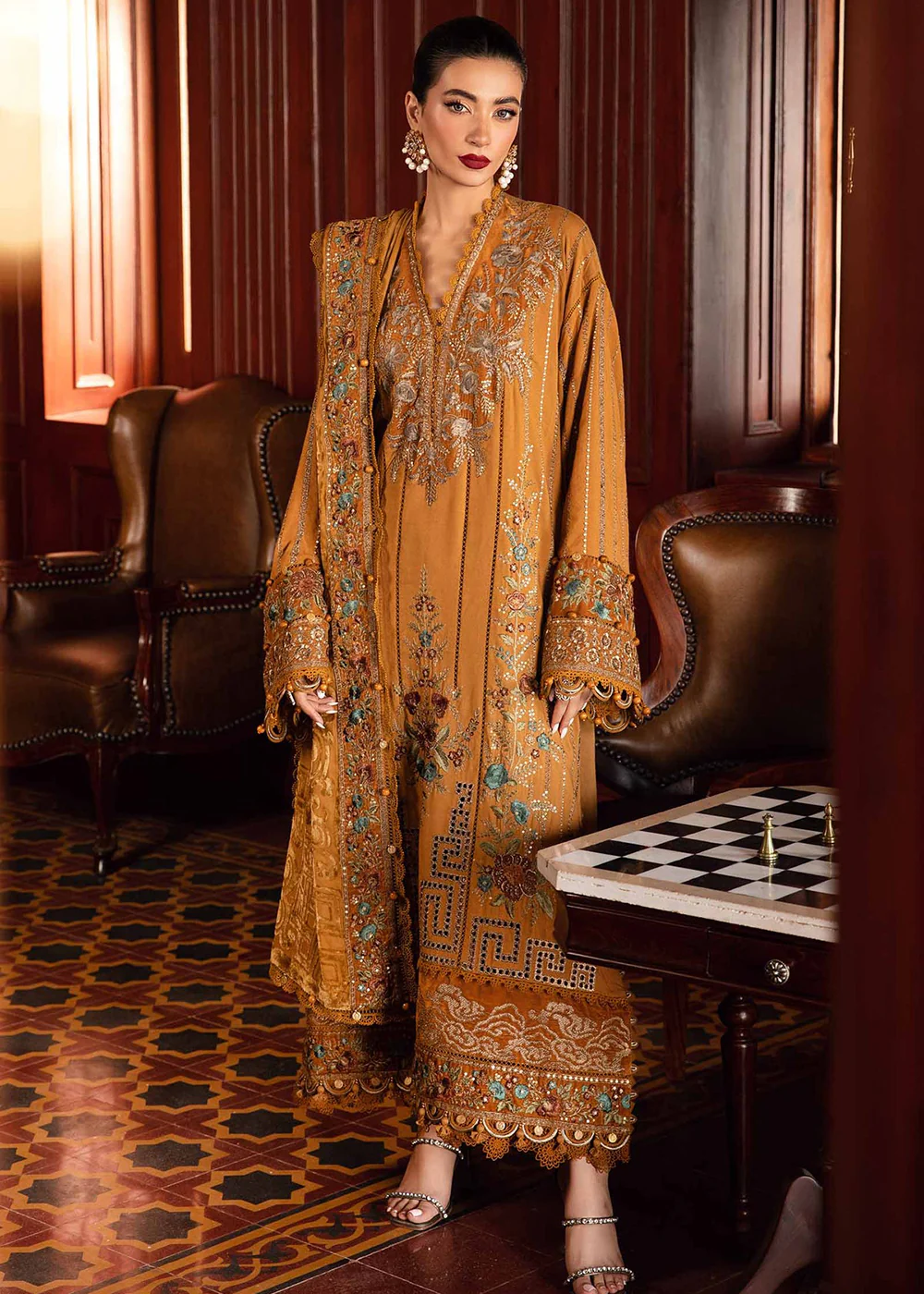 Winter Luxe 2024 by Maria B | DL-1207 Mustard - Image 4