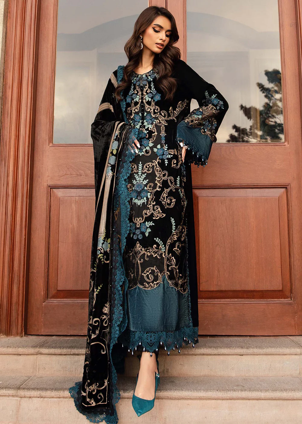 Winter Luxe 2024 by Maria B | DL-1208 Black & Teal