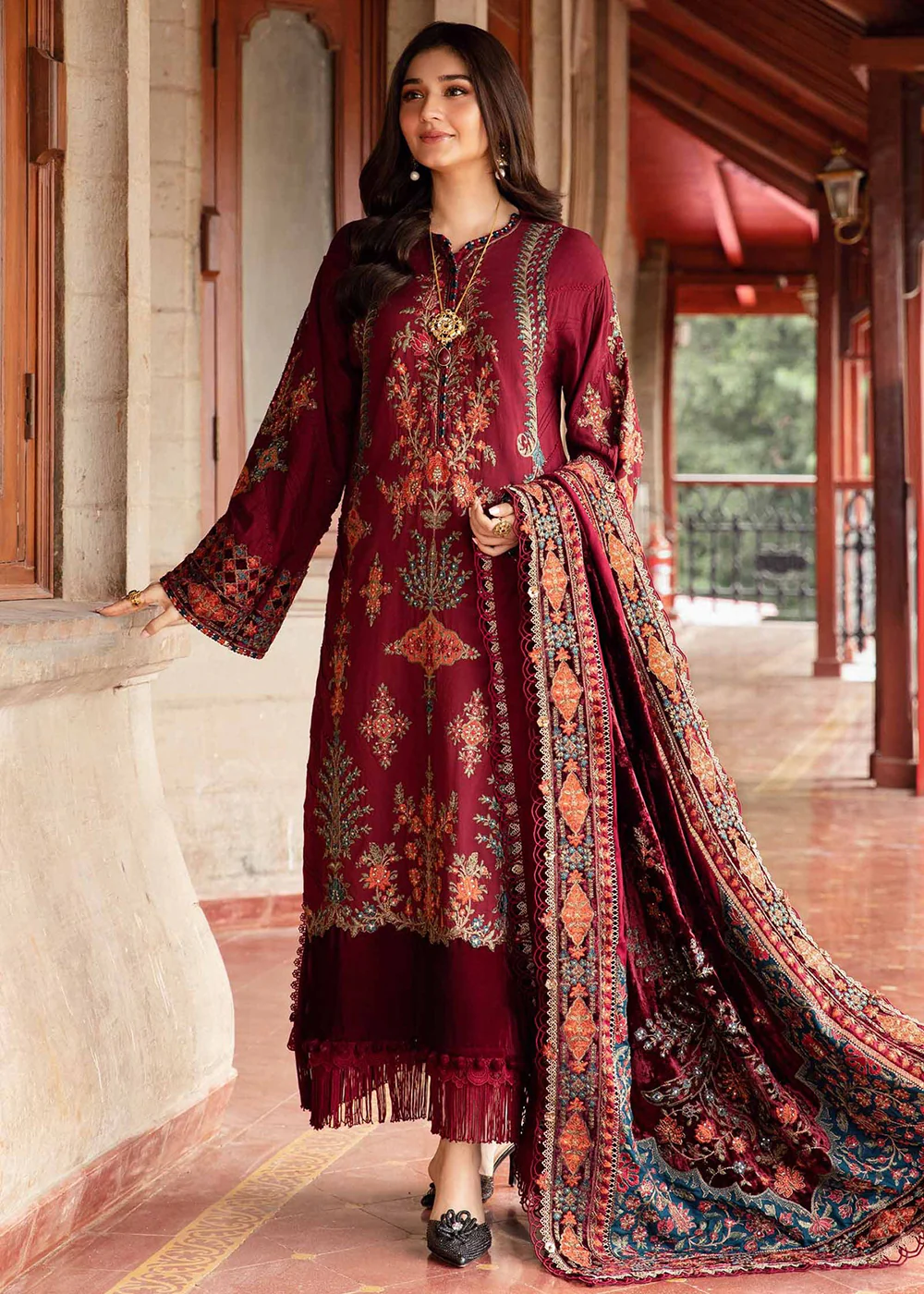 Winter Luxe 2024 by Maria B | DL-1210 Maroon