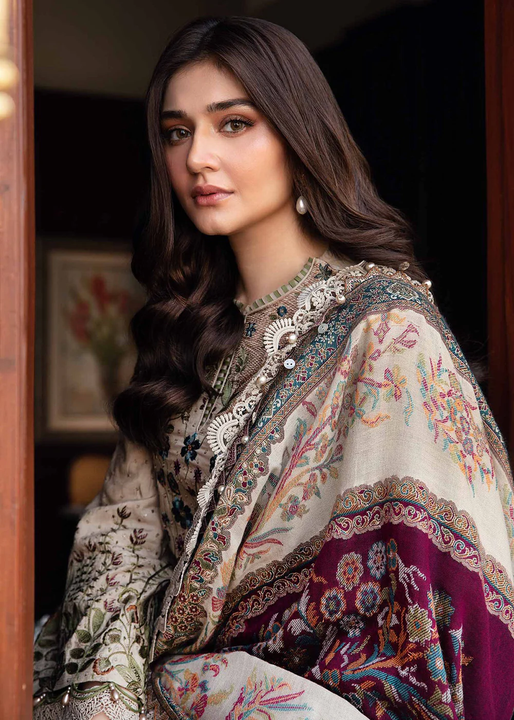 Winter Luxe 2024 by Maria B | DL-1211 Beige - Image 3
