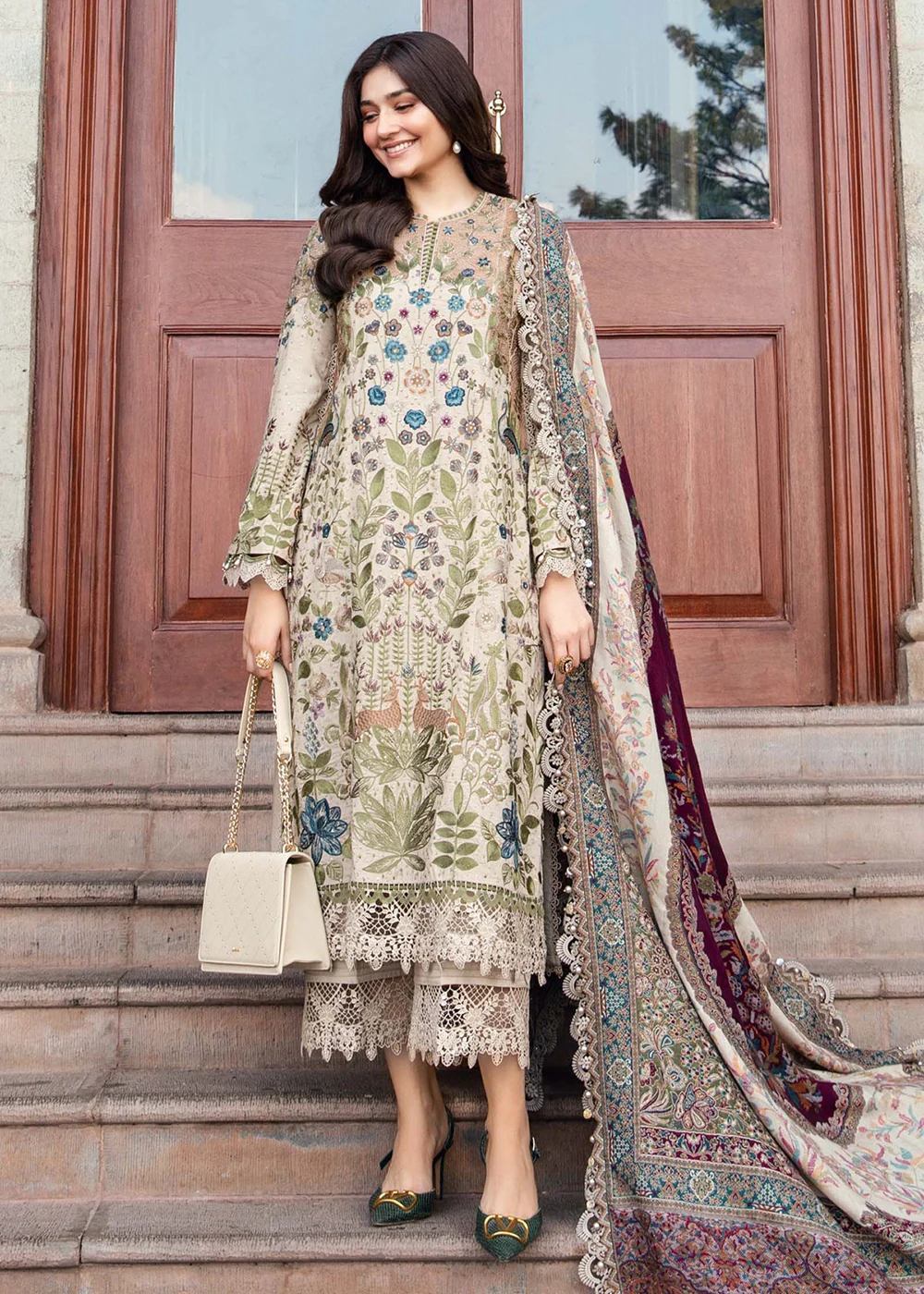 Winter Luxe 2024 by Maria B | DL-1211 Beige - Image 5