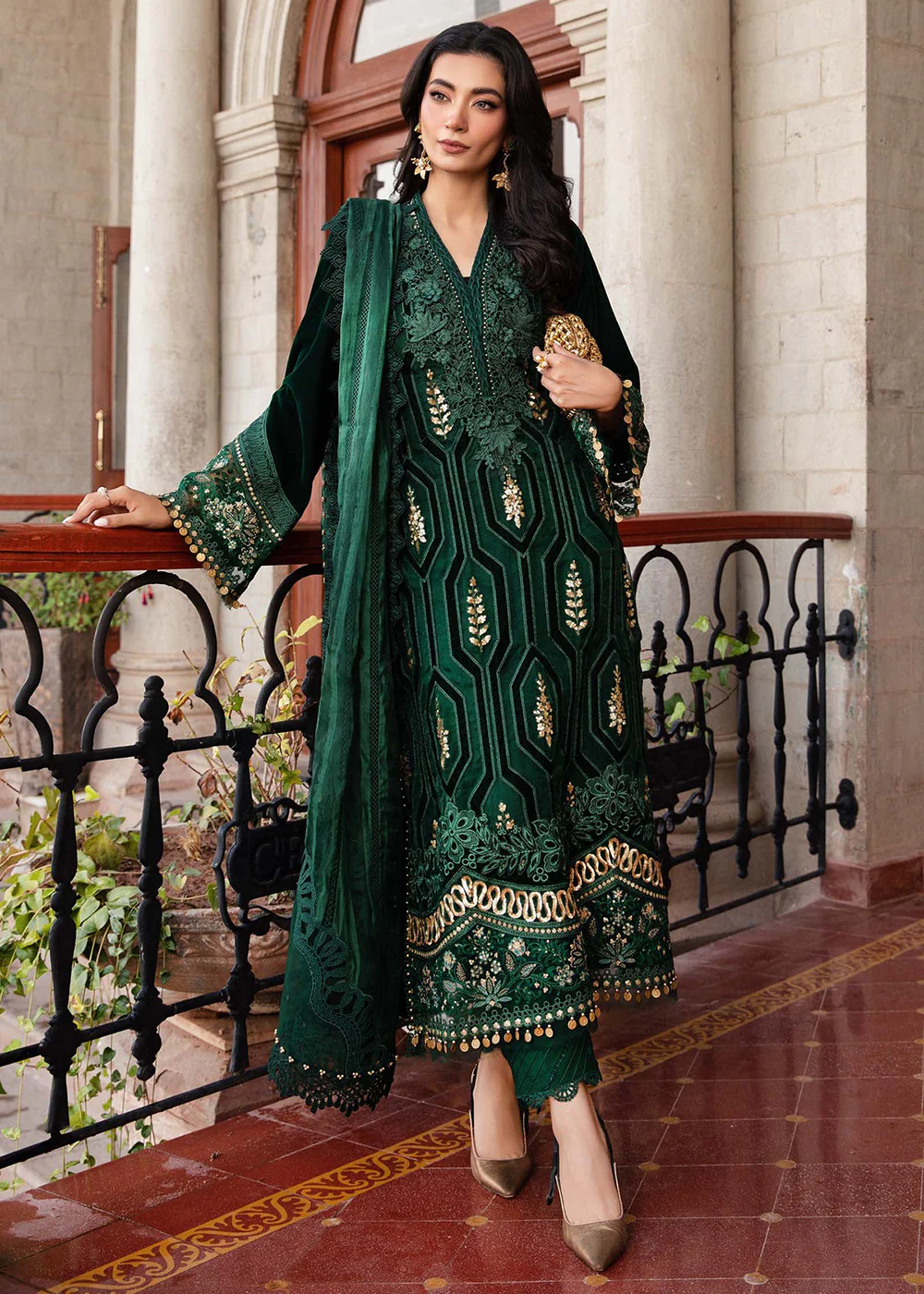 Winter Luxe 2024 by Maria B | DL-1212 Emerald Green
