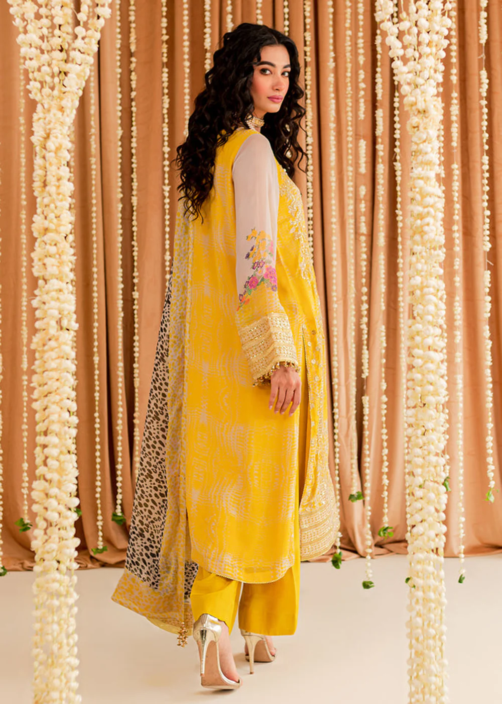 Yellow Chiffon Suit - Vasal Formals ’23 By Charizma | VSL-04 - Image 3