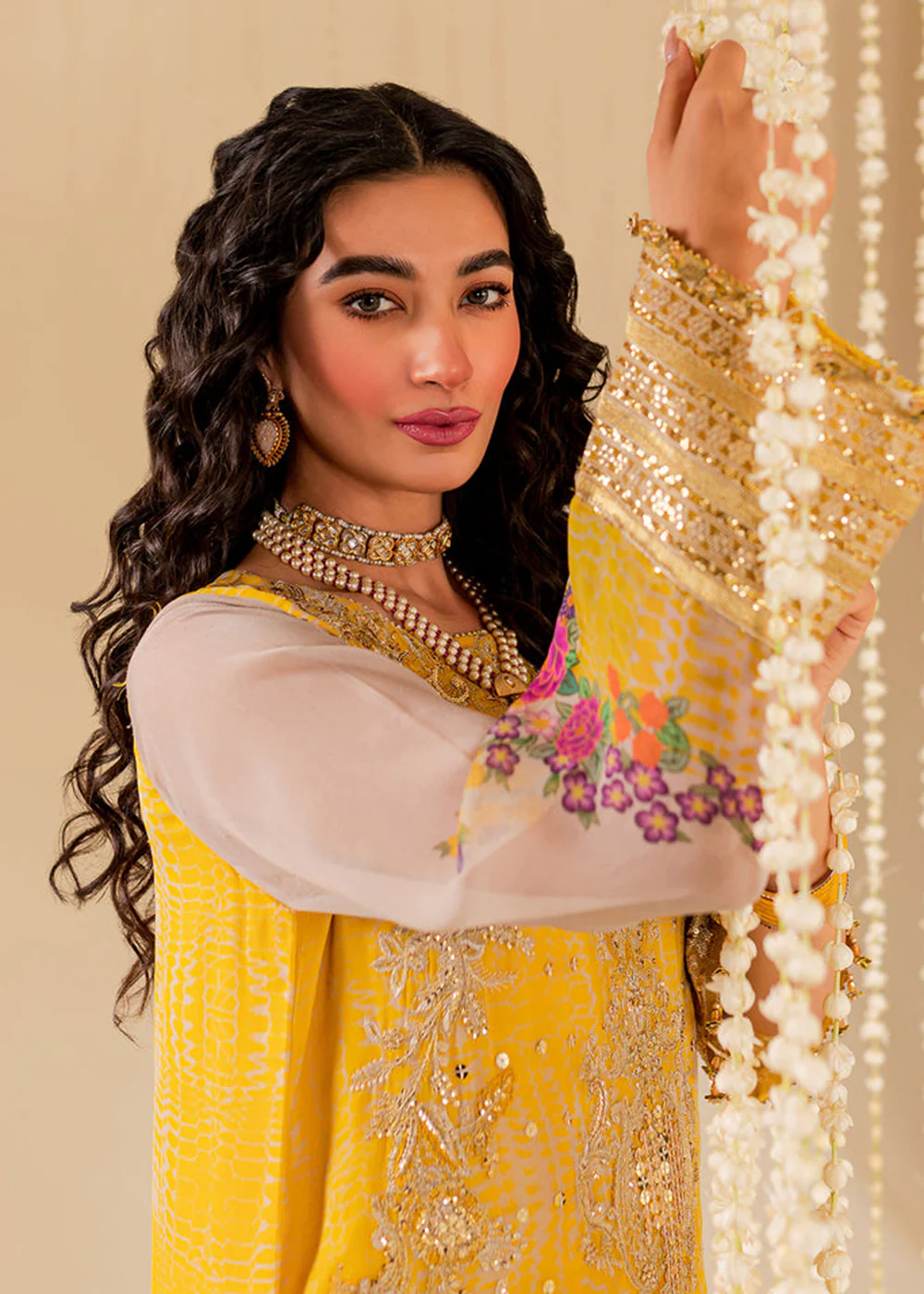 Yellow Chiffon Suit - Vasal Formals ’23 By Charizma | VSL-04 - Image 4