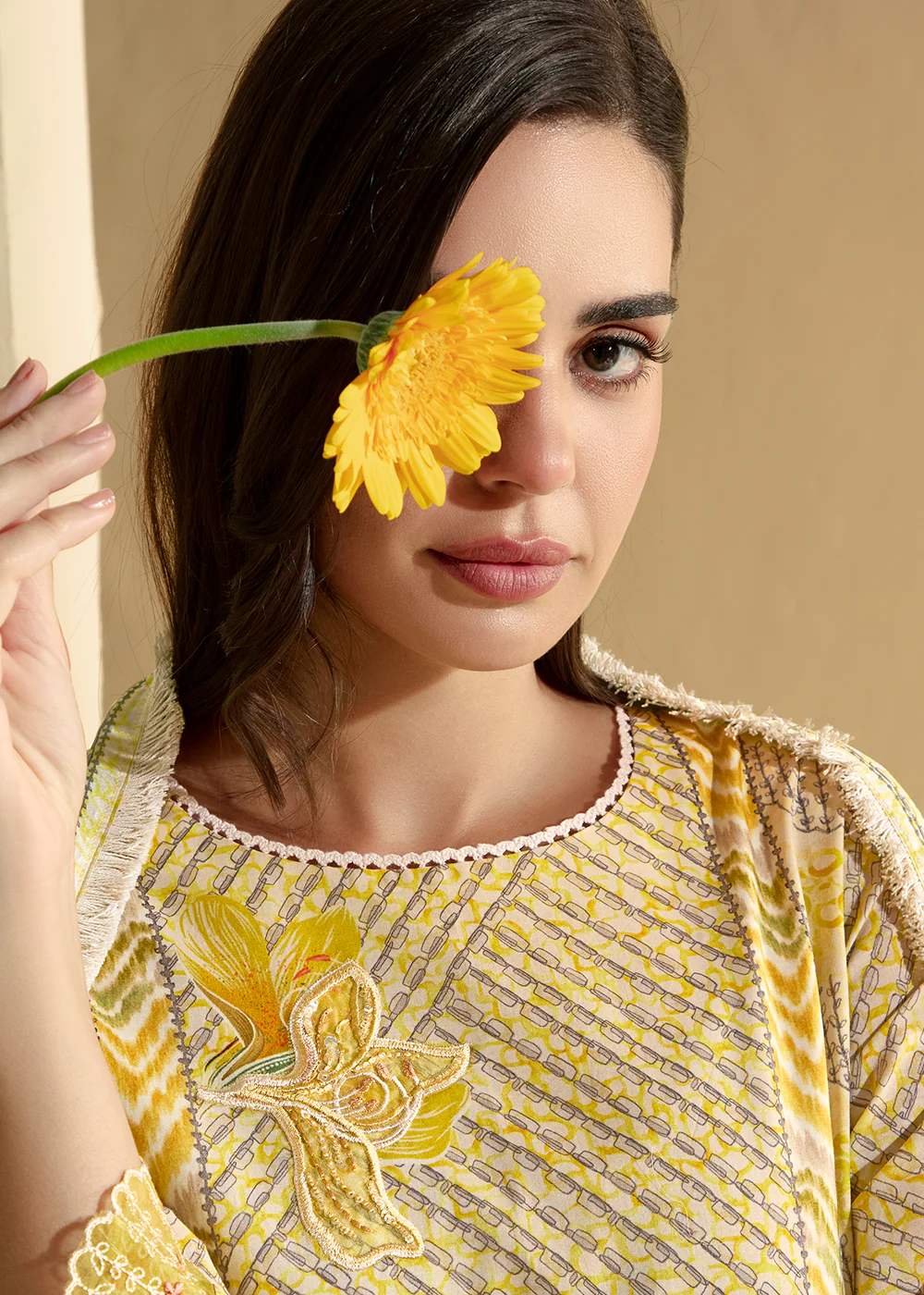 Yellow Cotton Lawn Digital Printed Festive Salwar Suit - Image 2