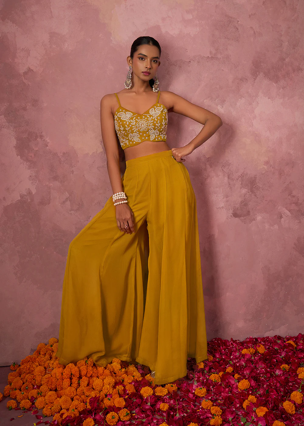 Yellow Indo Western Style Party Wear Sharara Suit - Image 6