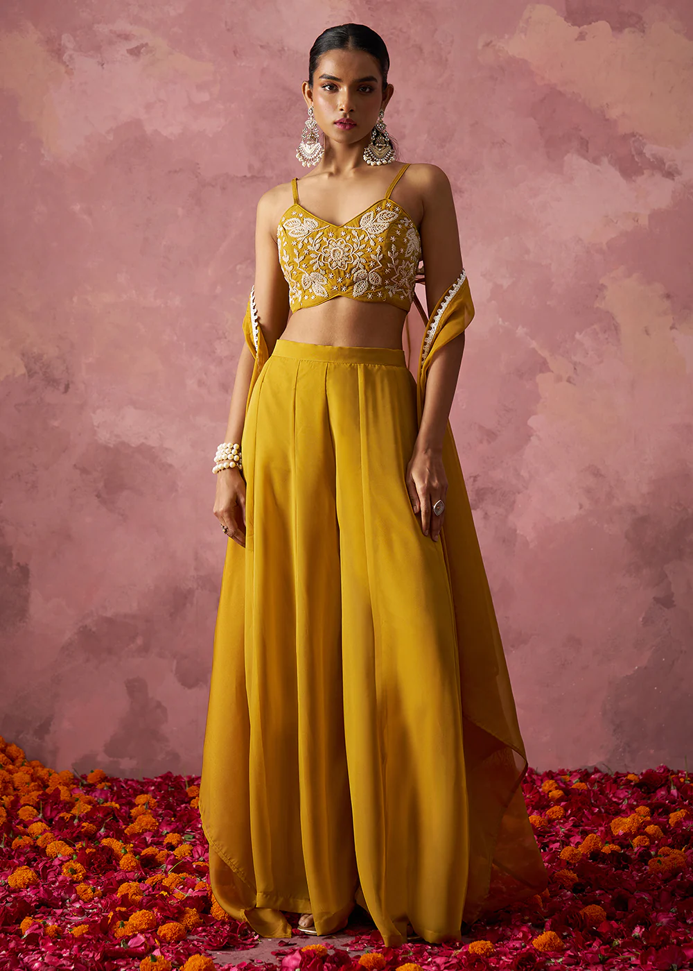 Yellow Indo Western Style Party Wear Sharara Suit - Image 8