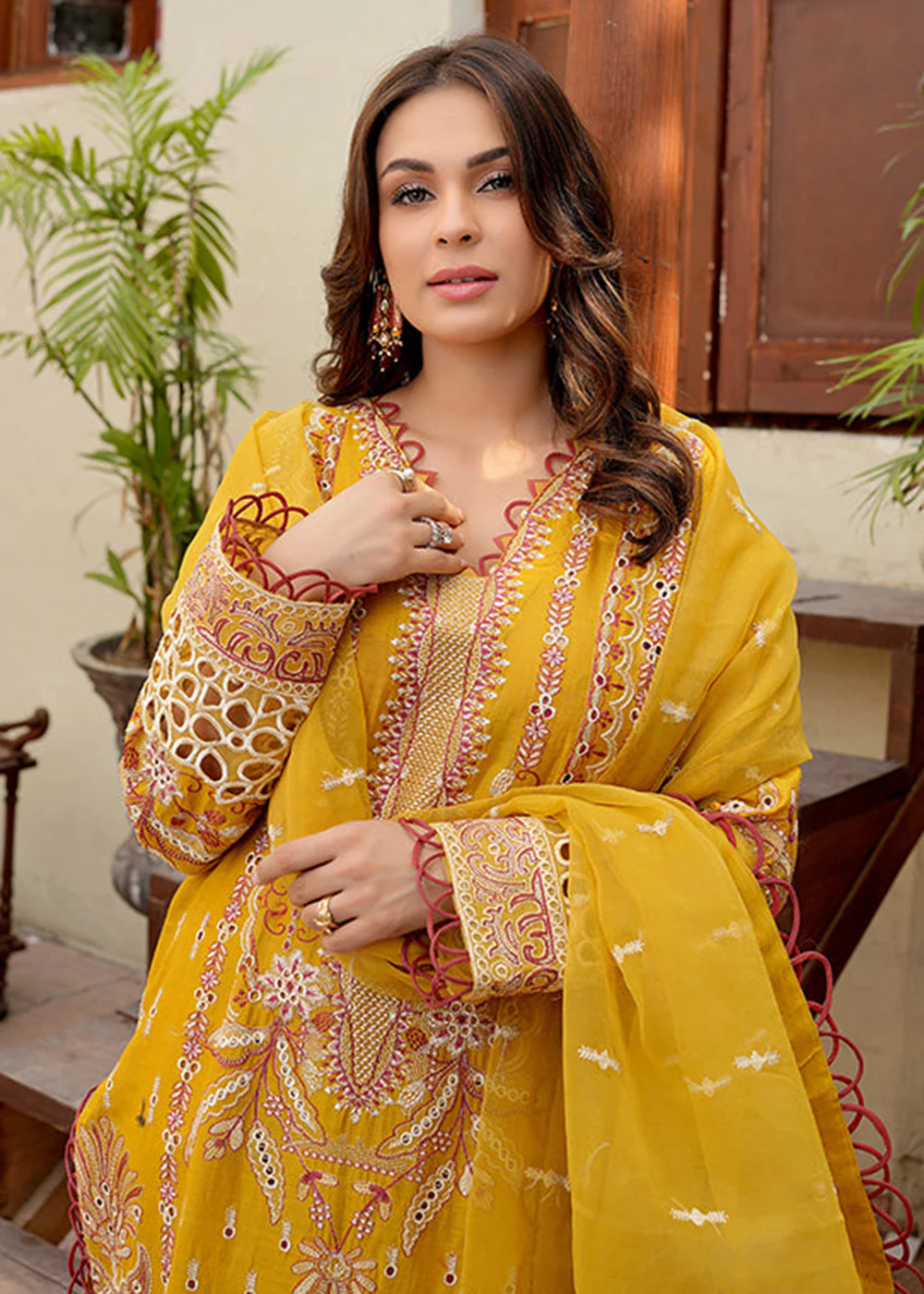 Yellow Lawn Dress - Bahaar Luxury Lawn '23 by Mariyam's - Giaa B-1017 - Image 5