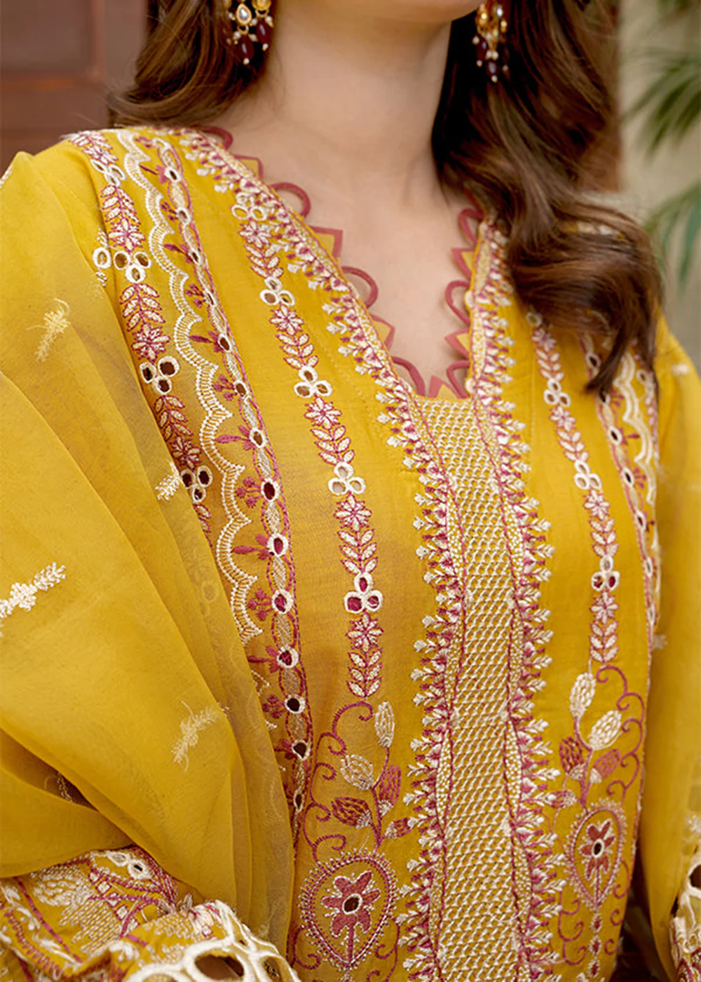 Yellow Lawn Dress - Bahaar Luxury Lawn '23 by Mariyam's - Giaa B-1017 - Image 7