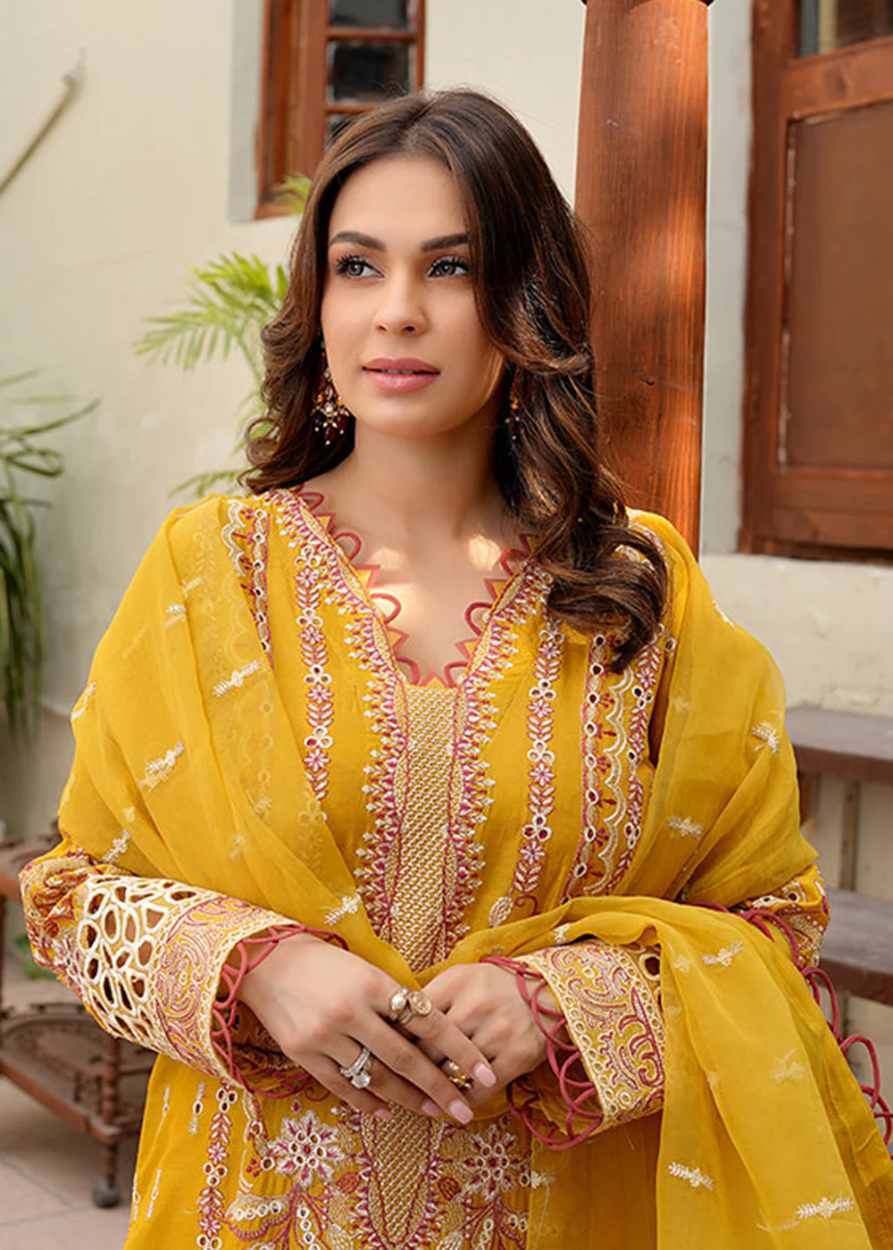 Yellow Lawn Dress - Bahaar Luxury Lawn '23 by Mariyam's - Giaa B-1017 - Image 8