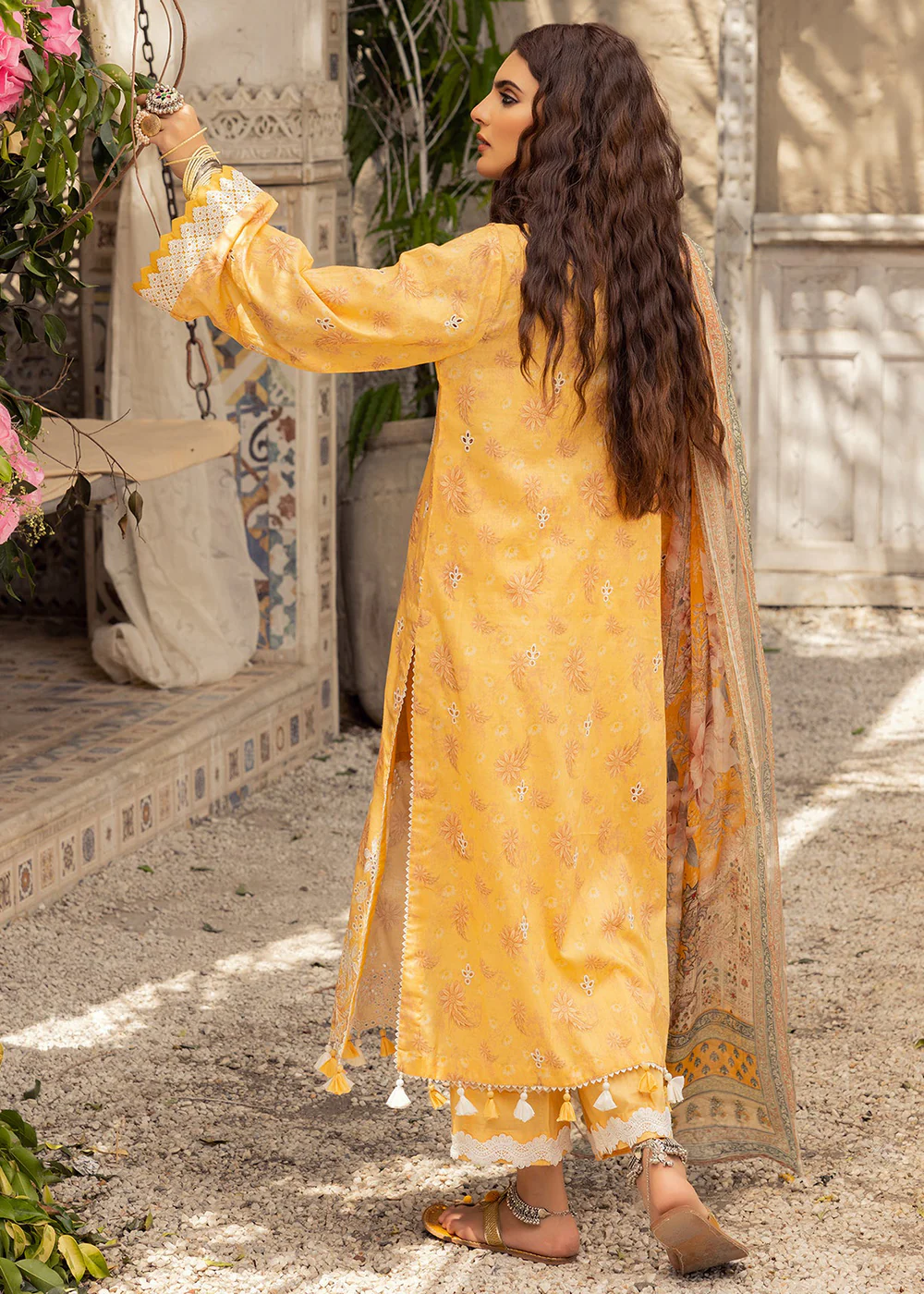Yellow Lawn Suit - Adan Libas - Dorian Eid Edit '23 - 5202-D2 - Image 3