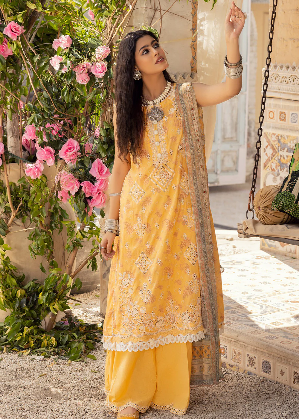 Yellow Lawn Suit - Adan Libas - Dorian Eid Edit '23 - 5202-D2 - Image 4