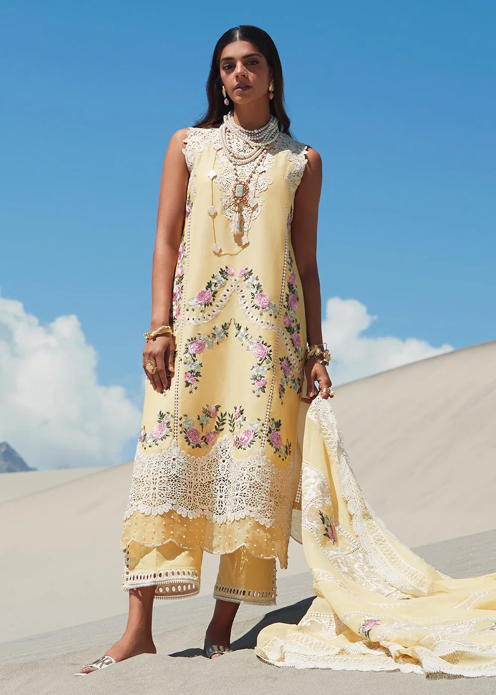Yellow Lawn Suit - Saira Shakira X Crimson Luxury Lawn '23 - Serendipity - D3A - Image 3