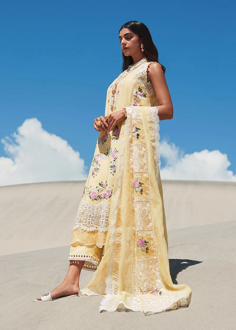 Yellow Lawn Suit - Saira Shakira X Crimson Luxury Lawn '23 - Serendipity - D3A - Image 8