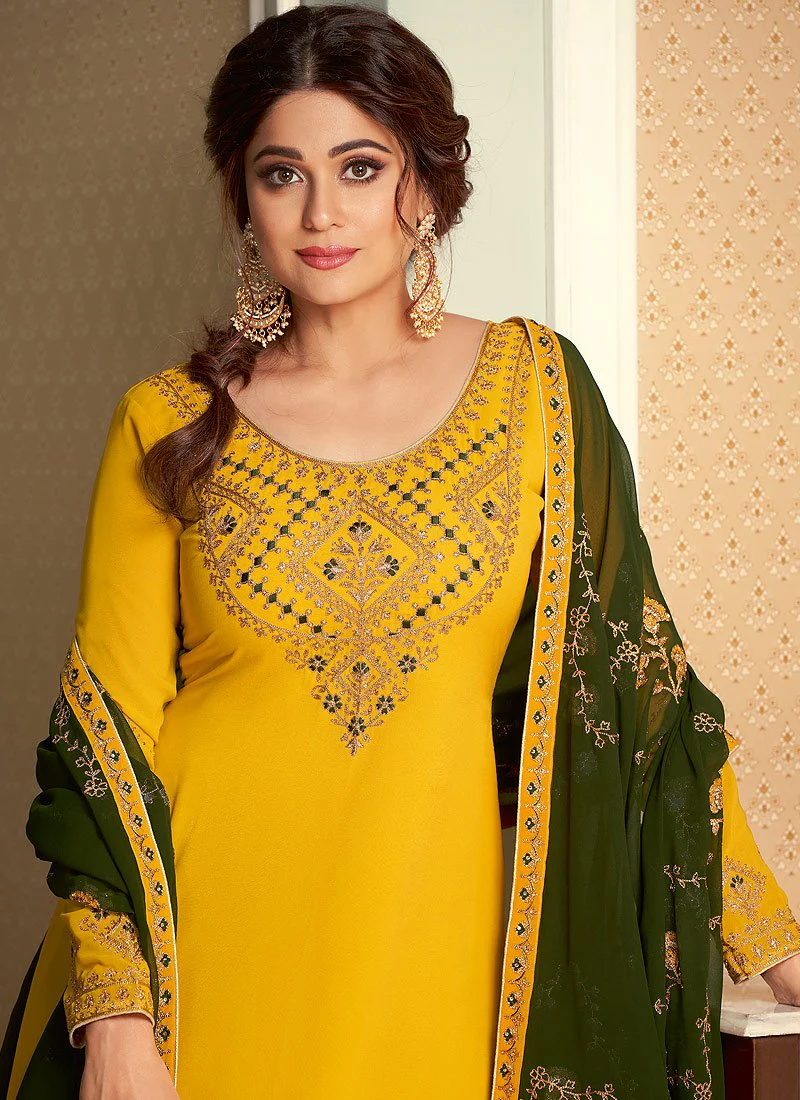 Yellow Lehenga Suit featuring Shamita Shetty - Image 2