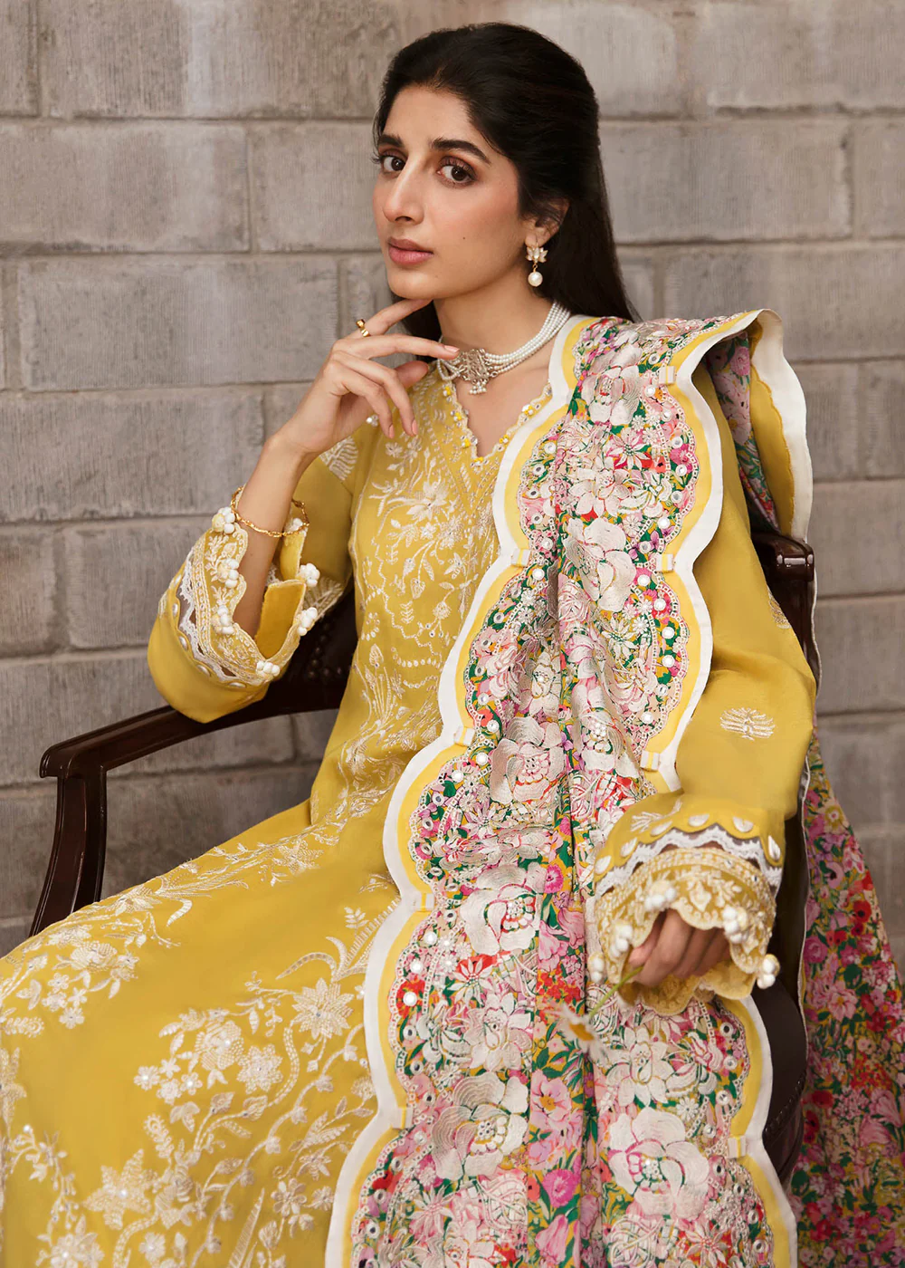 Yellow Luxury Lawn Suit | Zaha | Festive Lawn '23 | FERESHTEH - ZF23-01 - Image 4