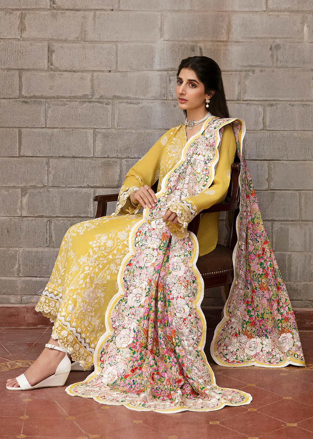 Yellow Luxury Lawn Suit | Zaha | Festive Lawn '23 | FERESHTEH - ZF23-01 - Image 5