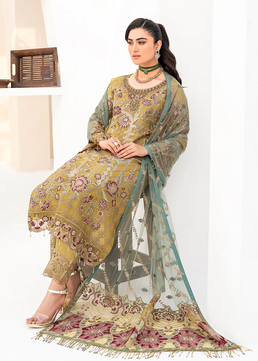 Yellow Organza Suit - Ramsha Minhal Collection Vol 8 - #M-805 - Image 4