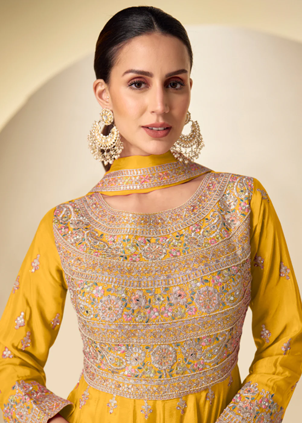 Yellow Pant Style Festive Style Anarkali Suit - Image 2