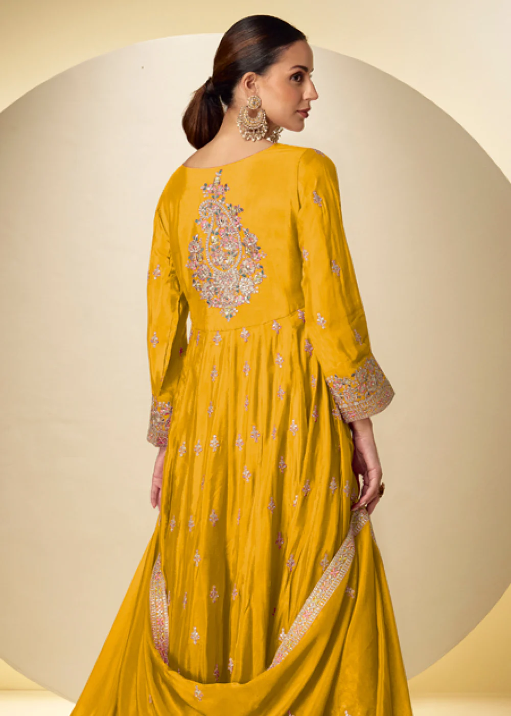 Yellow Pant Style Festive Style Anarkali Suit - Image 3