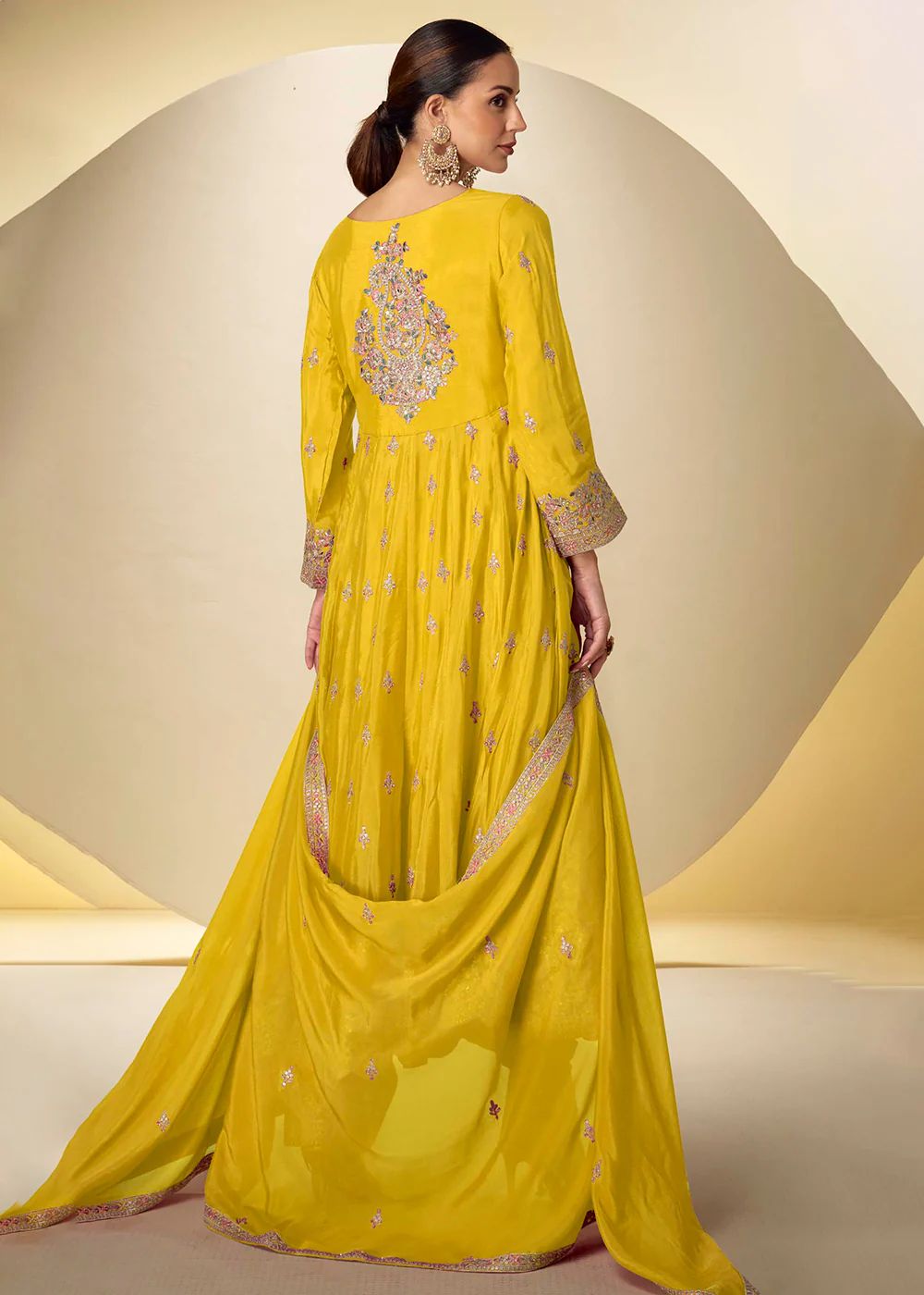 Yellow Pant Style Festive Style Anarkali Suit - Image 3