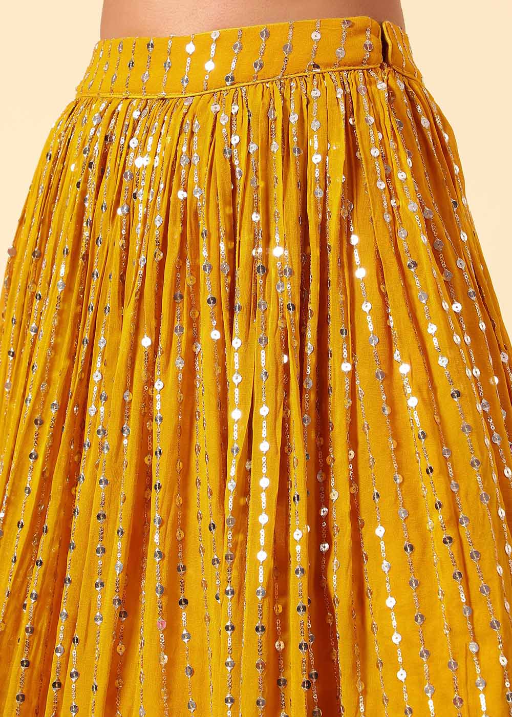 Yellow & Pink Festive Style Embroidered Lehenga Choli - Image 4