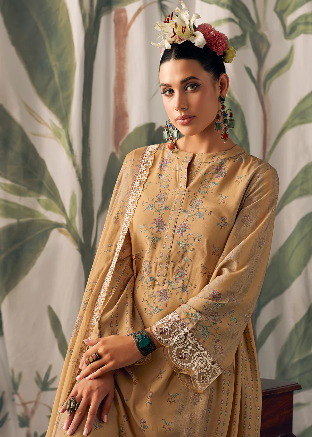 Yellow Pure Maslin Cotton Digital Printed Salwar Suit - Image 2
