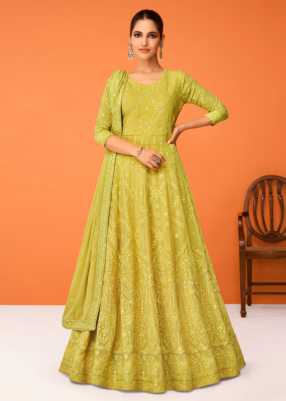 Yellow Wedding Festive Special Georgette Anarkali Suit