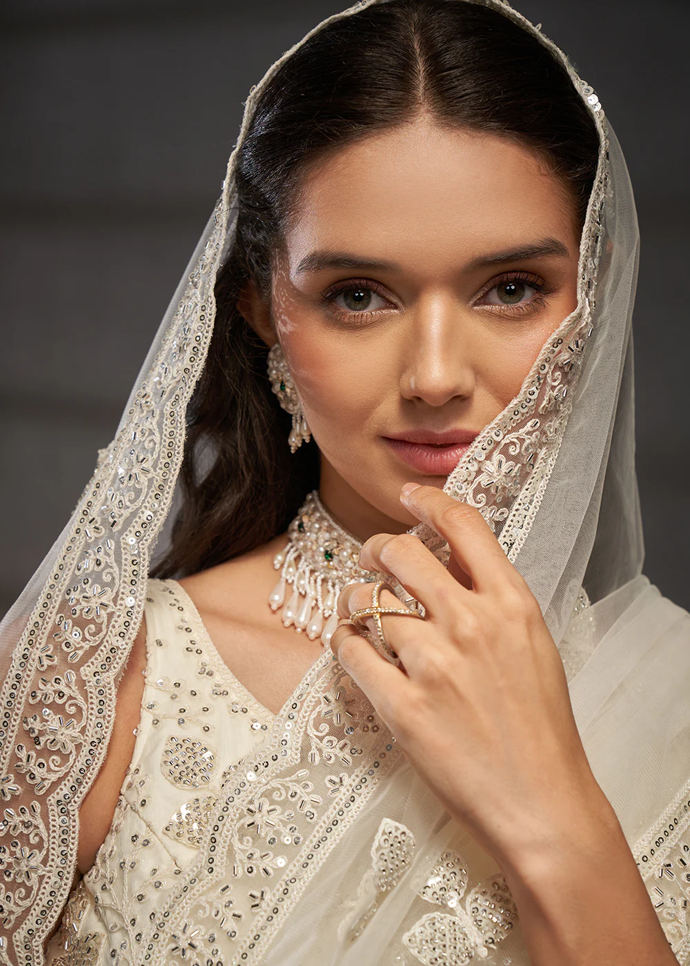 Zarkan Embroidered Cream Designer Bridal Lehenga Choli - Image 6