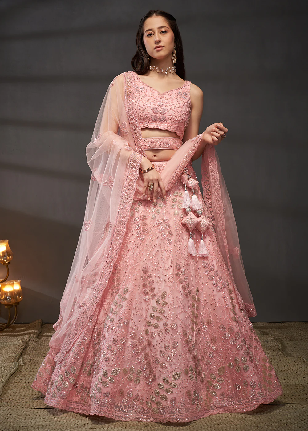 Zarkan Embroidered Pink Designer Bridal Lehenga Choli