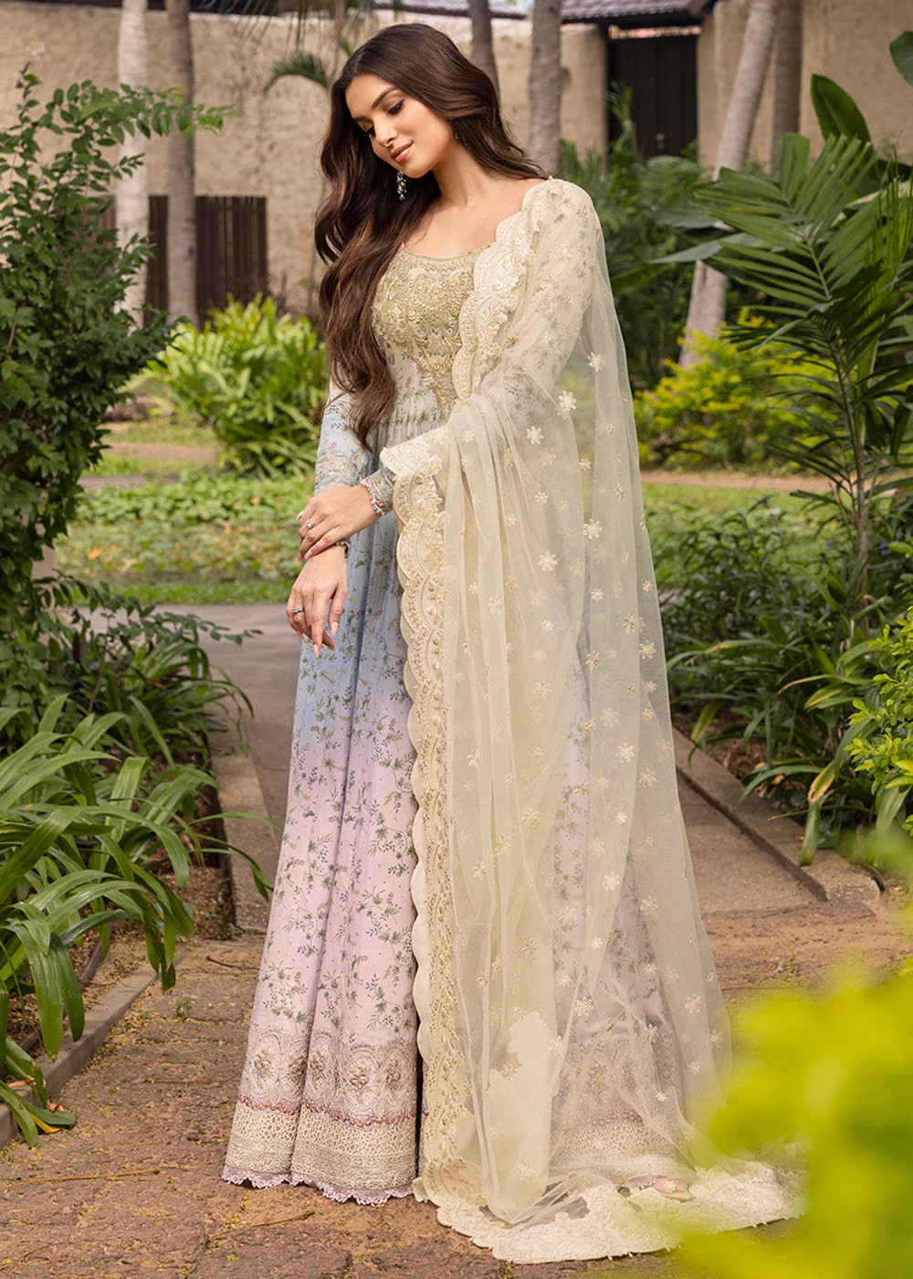 Zinnia Unstitched Luxury Lawn '25 by Faiza Saqlain | Freesia - Image 6